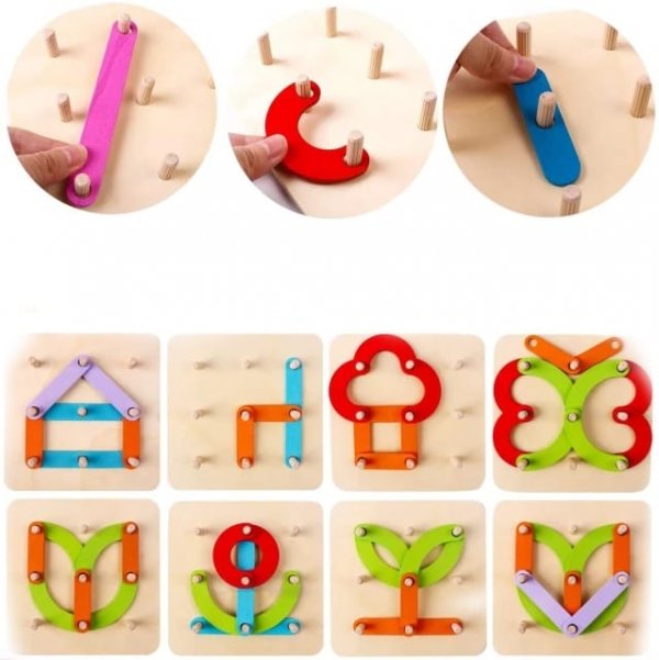 joc educativ din lemn invata alfabetul si creaza forme